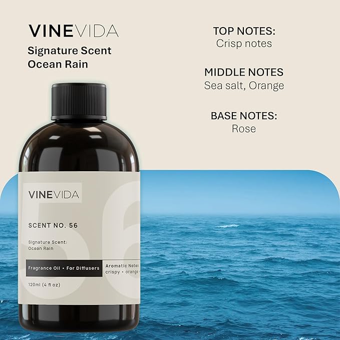 VINEVIDA [4 Fl Oz] Ocean Rain Fragrance Oil for Cold Air Diffusers, Essential Oils for Diffuser Oil Refill & Air Freshener Room Spray - Bloomnest