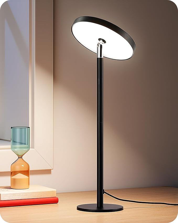 EDISHINE LED Table Lamp with 2 Adjustable Height, 5%-100% Dimmable & 3 Color Temperature, Touch Control, Modern Desk Lamp for Office, Reading, Black - Bloomnest
