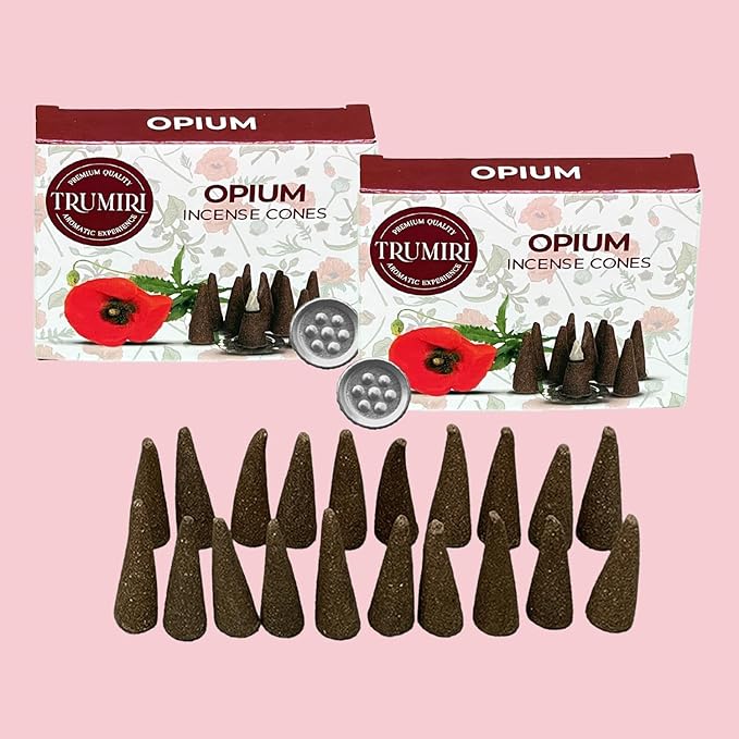 Opium Scented Incense Cones - Total 20 Cone Incense - Dual Pack of 10 Insence Cones - Incense Cones Scented - Cone Incense Scents - Insense Cones - Incent Cone TRUMIRI
