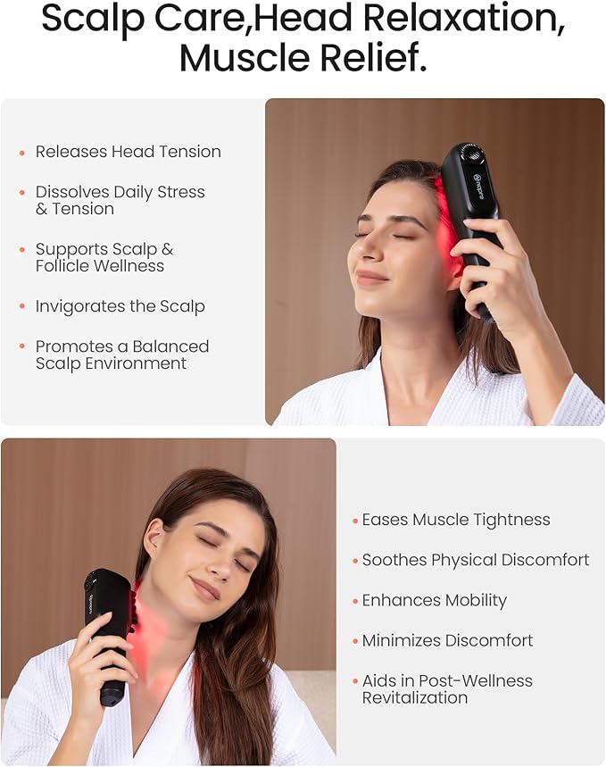 NAPRE Electric Scalp Massager,Head & Hair Massager Scalp Stress Relax,Cordless Handheld Muscle Massager with Horizontal Vibration for Face,Neck,Shoulder & Body,with Charging Dock Napre
