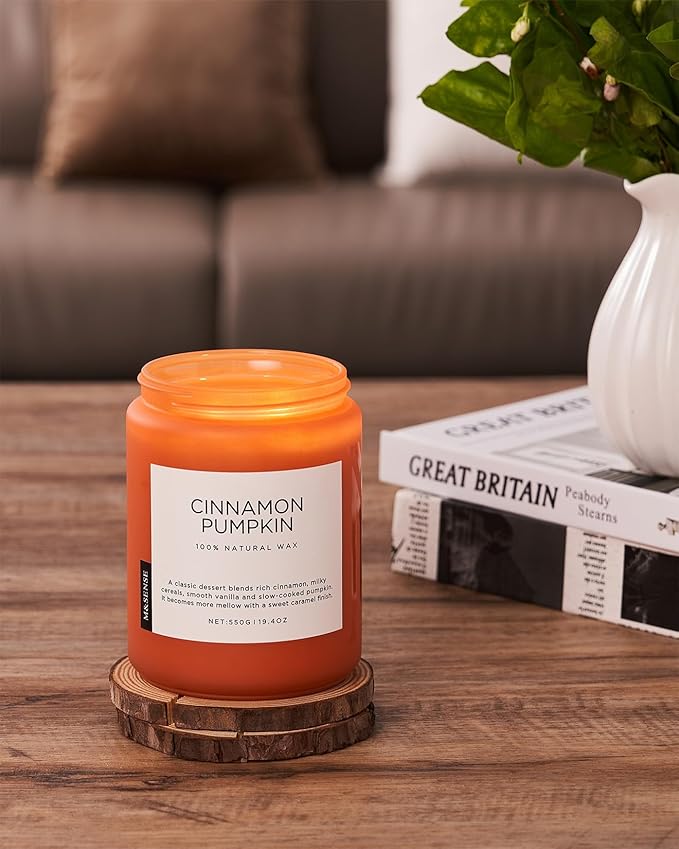 M&SENSE Cinnamon Pumpkin Fall Scented Candles, 19.4oz Soy Natural Candles 110 Hours Long Lasting Slow Burning Autumn Candle Gifts for Thanksgiving - Bloomnest