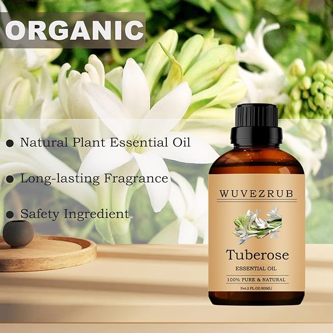 Tuberose Essential Oils, 60ML Pure and Natural Essential Oil for Aromatherapy Diffuser - Tuberose /2 Fl Oz - Bloomnest