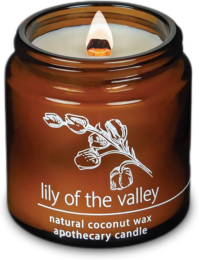 Hemlock Park Crackling Wood Wick Candle Handcrafted with Natural Coconut Wax (Small 4 oz, Lily of The Valley) - Bloomnest