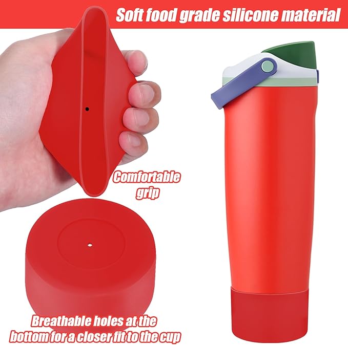 Mity rain 2PCS Protective Silicone Boots for Owala 30oz & 40oz FreeSip Sway Bottles & Tumblers - Accessories for owala, Enhances Stability & Prevents Scratches (Red) Mityrain