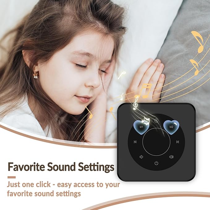 White Noise Sound Machine for Sleep 20 Soothing Sounds Noise Machine for 30 Level Volume 5 Timer Setting Favorite Setting Memory Function Touch Control Compact Portable for Adult/Baby (Black) - Bloomnest