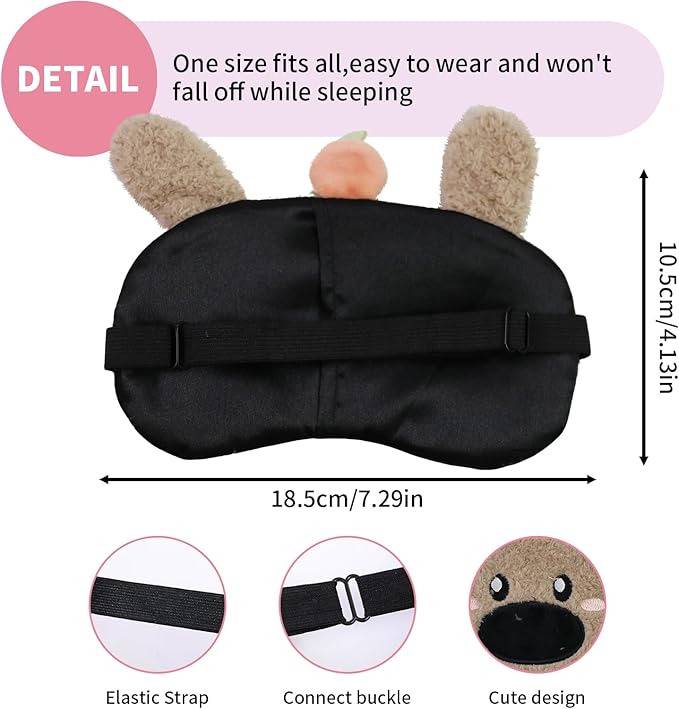 Cute Sleeping Mask, Cat Soft Plush Fluffy Sleep Mask Funny Cartoon Kittens Dog Blindfold Novelty Eye Cover Eyeshade Shade for Kids Girls and Adult Travel (White+Brown) - Bloomnest