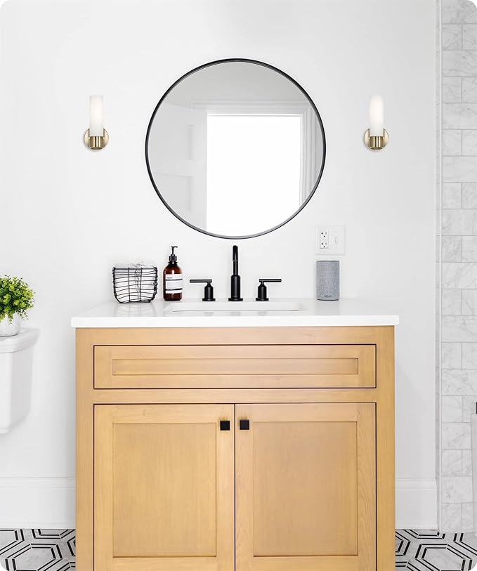 Kira Home Sol 10" Modern Wall Sconce with Frosted Glass Shade, for Bathroom/Vanity, Cool Brass Finish, 2-Pack - Bloomnest