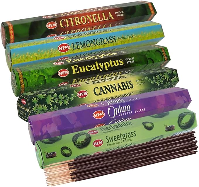Hem Incense Sticks Variety Pack #26 and Incense Stick Holder Bundle with 6 Herbal Fragrances - Bloomnest