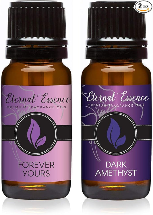 Eternal Essence Oils 2 Pack 10ml Premium Fragrance Oil - Forever Yours & Dark Amethyst - for Candle, Soap Making, Aromatherapy, Diffusers, Home Care, & Humidifiers EternalEssenceOils