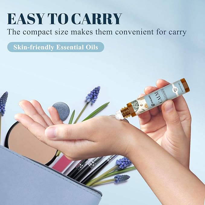 Calm Essential Oil Roll On, Aromatherapy Roll On Oil Blends for Stress Relief, Massage, Self Care Relaxation Gift - Bloomnest