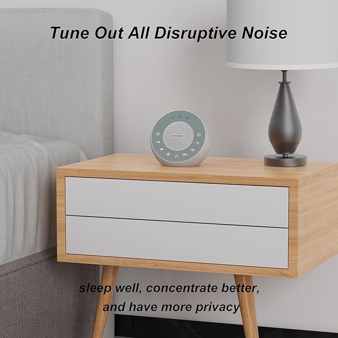 Housbay Glows White Noise Sound Machine, 31 Soothing Sounds, 5W Loud Stereo Sound, Sleep Timer, Small Travel Sleep Machine & Noise Canceling for Sleeping, Relaxation-Gray - Bloomnest