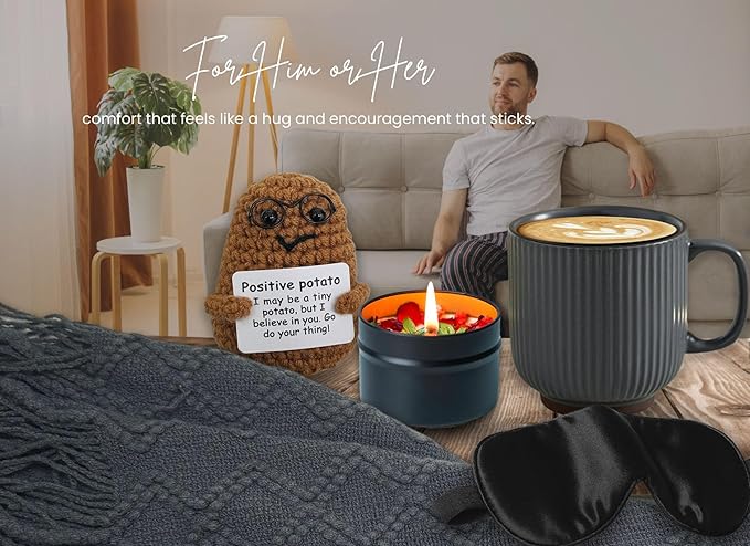 Get Well Soon Gift Baskets for Men&Women- Self Care Package/Brithday - After Surgery, Sympathy Gifts for Loss of Loved One, Thinking of You/ Grief /Bereavement /Miscarriage Gifts (Grey & Navy Blue) - Bloomnest