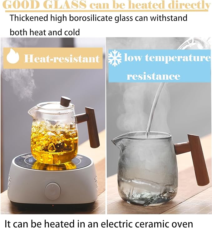 Tea Set with Teapot Traditional Travel Japanese/Chinese Gongfu Glass Tea Cut Sets of 4 for Adults,Women Gift,Tea Parties (Glass, Black) - Bloomnest