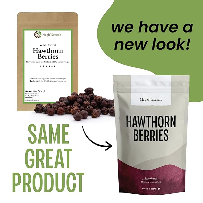 MagJo Naturals Hawthorn Berries, Whole Dried, 16 oz (1 lb) - Bloomnest