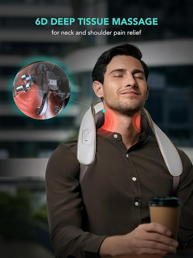 SKG 2025 Neck Massager for Pain Relief, Deep Tissue 6D Kneading with Heat, Cordless Neck & Shoulder Massage, Valentine Gift for Men & Women, H5 Mini - Bloomnest