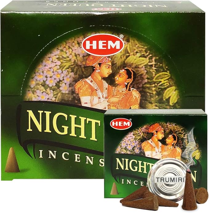 TRUMIRI Night Queen Incense Cone Bundle with Holder - 120 Cones (12 Packets of 10) TRUMIRI