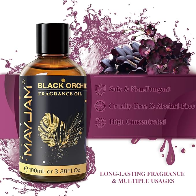 MAYJAM 100ML/3.38FL.OZ Black Orchid Fragrance Oils with Glass Dropper, Essential Oils for Diffusers for Home, Long Lasting Scented Oils for Diffusers Soap Candle Making - Bloomnest