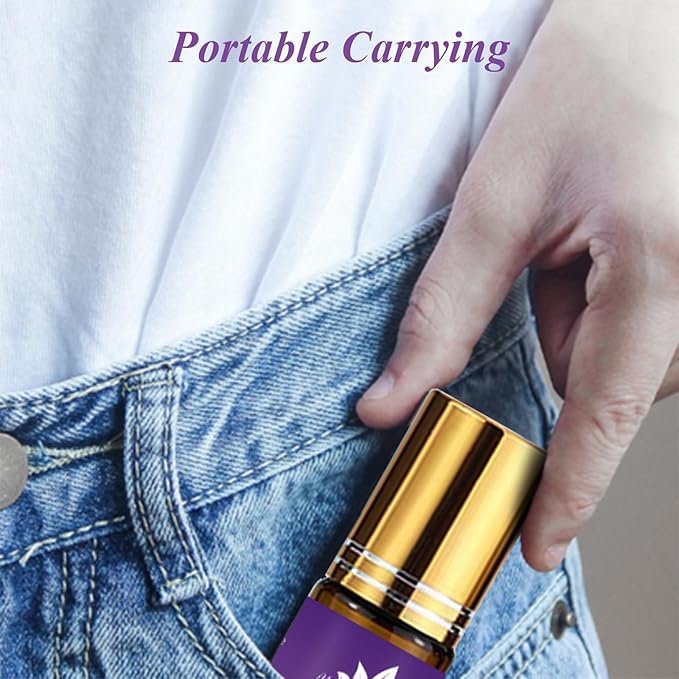 Lavender Essential Oil Roll On, Mumianhua Pre-Diluted Lavender Oil, Therapeutic Grade Aromatherapy Oil for Relaxation, Focus Pulse Points, Pillow, Skin, Massage Portable 0.33Oz Pocket Size - Bloomnest