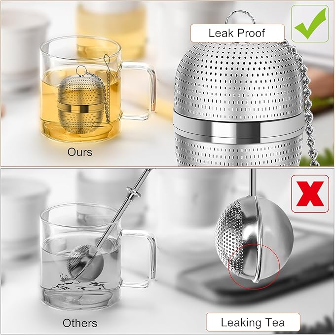 Numola Tea Ball Infuser for Loose Tea, Extra Fine Mesh Tea Strainer with Drip Tray, 304 Stainless Steel Tea Steeper for Black Tea, Rooibos, etc - Bloomnest