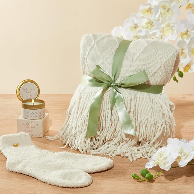 Get Well Gifts for Women Care Package,thoughtful Get Well Soon Gifts for Women After Surgery, Illness, Self-Care Relaxation Gift for her ,Cozy Recovery Gift Basket with Knitted blanket