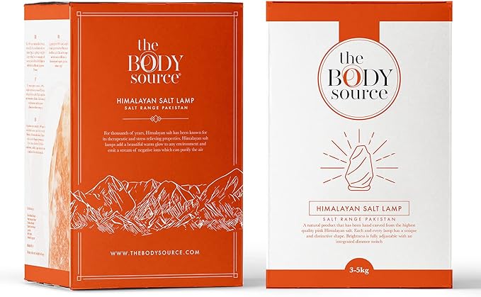 The Body Source Himalayan Salt Lamp | 8-10 in (7-11 lb) | Natural Salt Rock Lamp with Dimmer Switch & Wooden Base | Night Light & Bulb Replacement - Bloomnest