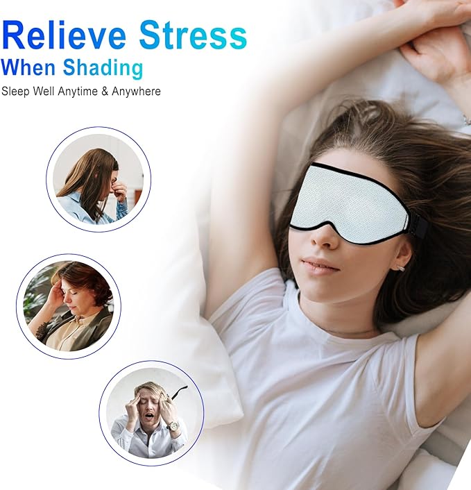 3D Sleep Mask, 100% Blackout 3D Contoured Sleep Eye Mask, Comfortable & Super Soft Sleeping Mask with Adjustable Straps for Women, Men, Sleeping Travel Yoga Naps (Baby Blue) - Bloomnest