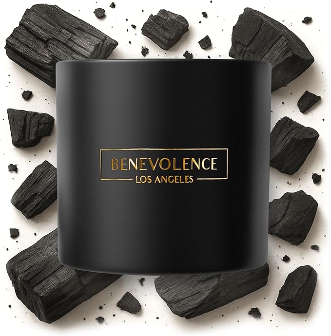 Benevolence LA 3 Wick Candle, Charcoal Large Scented Candle | Soy Candles | Holiday Candle Gifts for Women and Men | Home Fragrance | Aromatherapy | Bathroom Freshener 14.5 Oz, 45 Hour Burn - Bloomnest