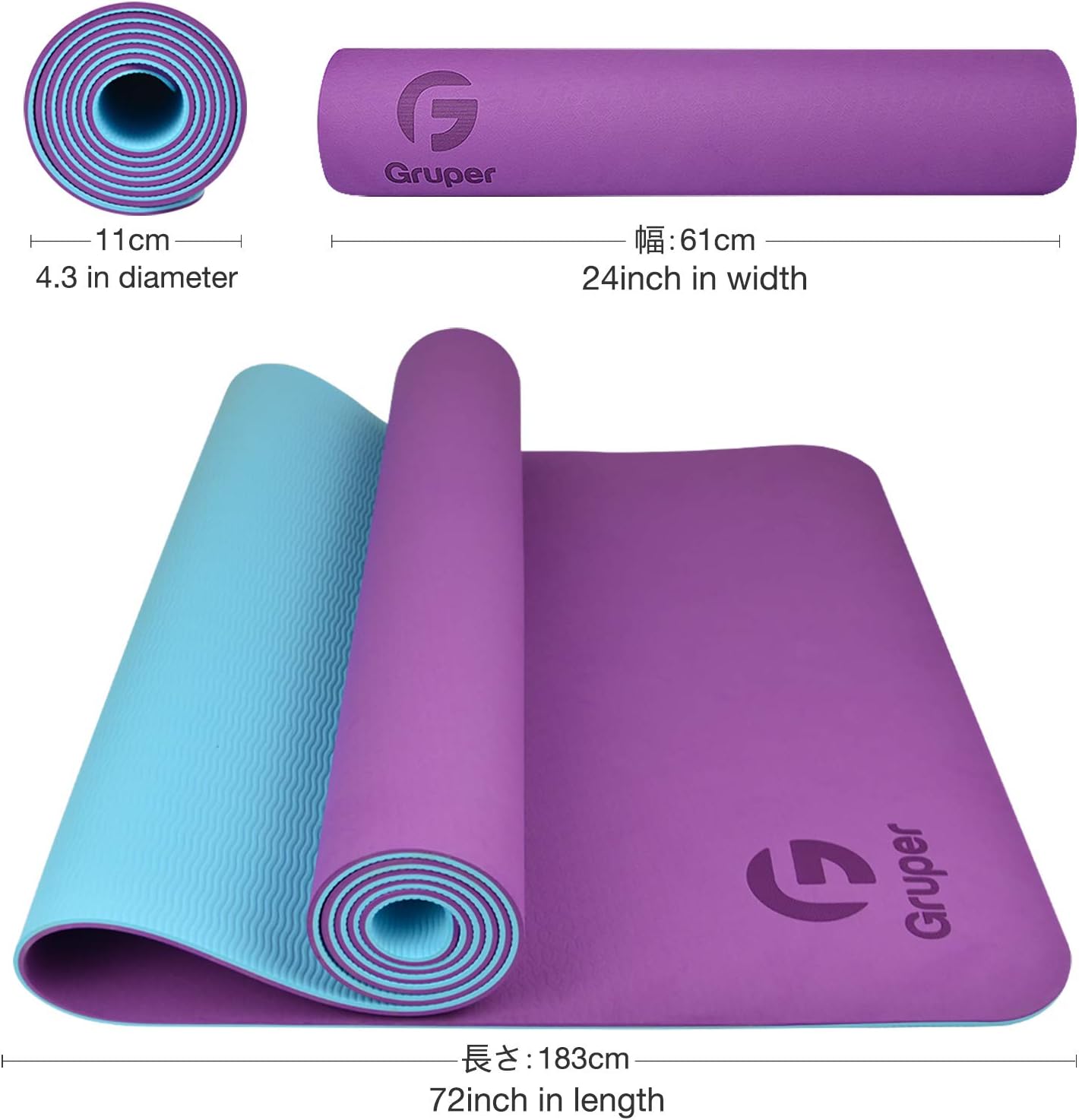 Yoga Mat Non Slip, Eco Friendly Fitness Exercise Mat with Carrying Strap,Pro Yoga Mats for Women,Workout Mats for Home, Pilates and Floor Exercises