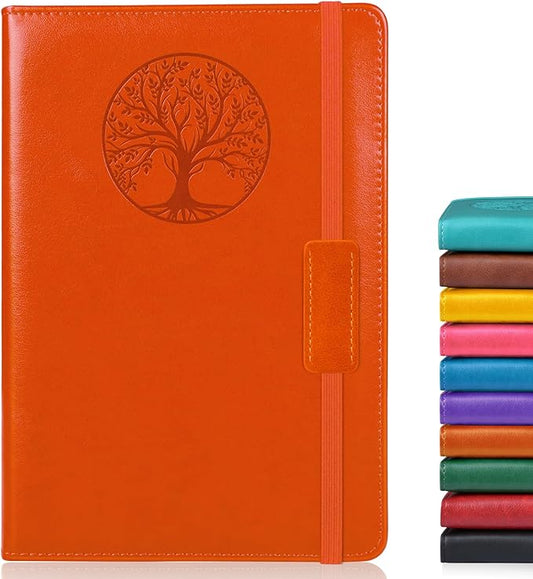 Lined Journal Notebook for Women Men,256 Pages A5 Hardcover Leather Journals for Writing,Travel,Business,Work & School,College Ruled Notebooks for Note Taking,Diary Notepad 5.7"×8.3" orange - Bloomnest