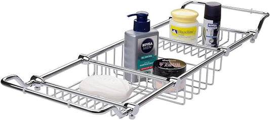 Brass Over Bathtub Racks Expandable Bath Caddy for The Elegant Tub Chrome Polished - Bloomnest