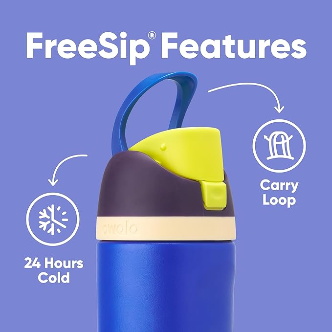 Owala Kids FreeSip Insulated Stainless Steel Water Bottle with Straw for Sports, Travel, and School, BPA-Free Sports Water Bottle, 16 oz, Celestial Sphere Owala