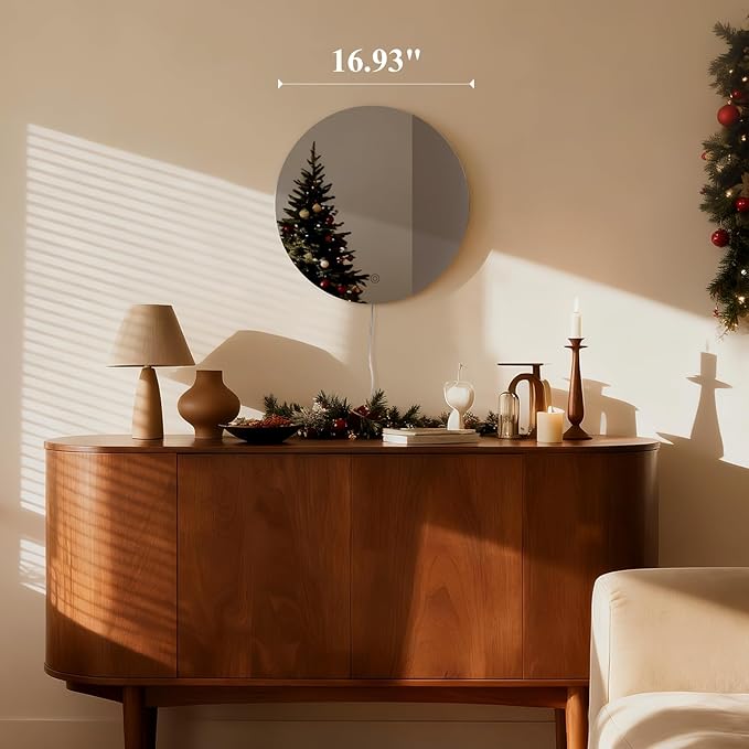 ONEWISH LED Wall Sconce, Dimmable Mirror Wall Lamp,16.93 inch Round Wall Lights for Bedroom with Memory Function, Wall Lamps for Living Room Entryway, Smoky Gray - Bloomnest