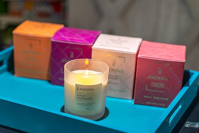 Anovina Maui Paradise Hawaii Candle for Home Scented – Hawaiian Gifts for Women – Natural Soy Wax Blend, 60 Hours Burn – Tropical Citrus, Fruity & Green Notes with Jasmine & Guava - Bloomnest
