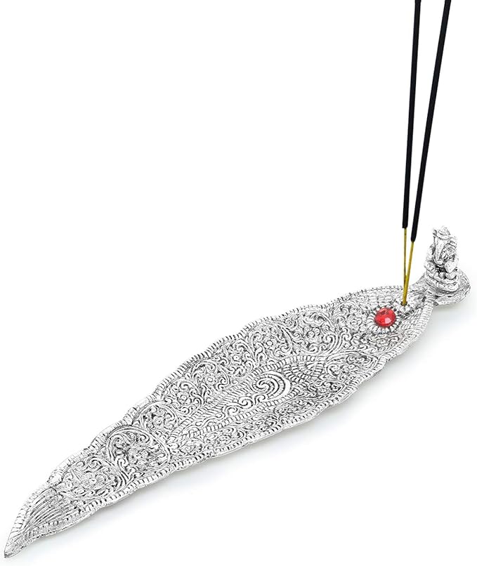 Zap Impex Metal Leaf Incense Stick Holder and Ash Catcher (Ganesh Figurine) - Bloomnest