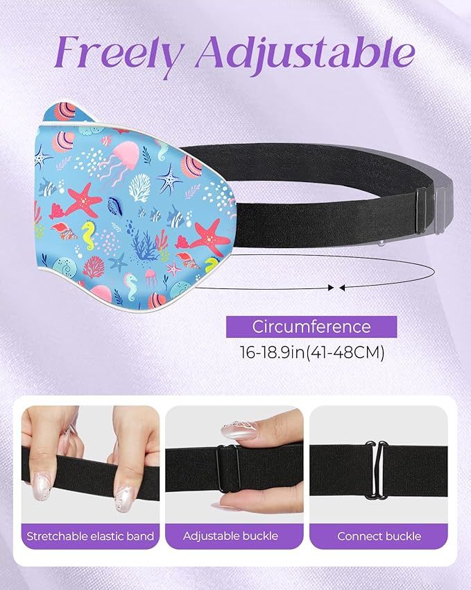 Sleep Mask for Kids - Cute Kawaii Cartoon Silk Sleeping Mask with Adjustable Strap Soft Smooth Light Eye Mask for Sleeping Silk Kids Eye Cover for Boys Girls Teens, Cute Sea Animals - Bloomnest