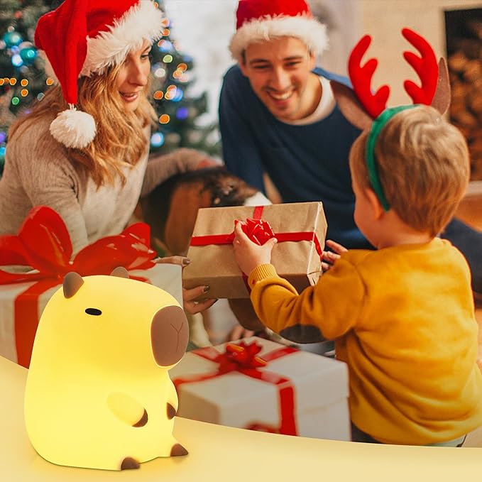 Attivolife Capybara Night Light for Kids, Animal Silicone Night Lamp USB Rechargeable, Touch Control with Dimmable & Timer, Cute Home Bedside Decor Portable, Kawaii Birthday Xmas Gift for Girl Boy - Bloomnest