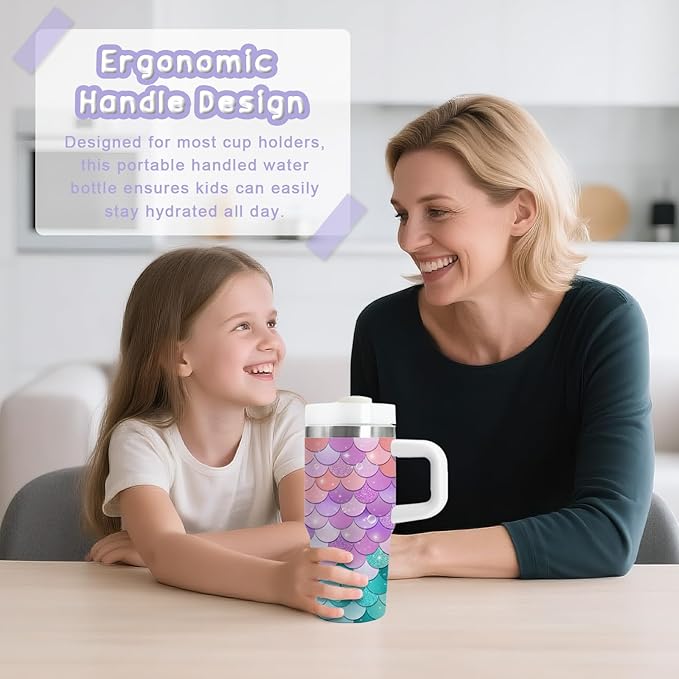 Gifts for Girls - 14oz Kids Themed Tumbler with Handle and Straw, Stainless Steel Insulated Water Cup, for Sport, School, Travel - Colorful Children Birthday Gift Cup(1pc) - Bloomnest