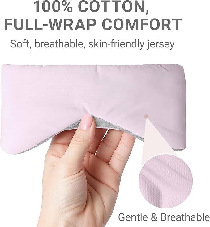 Reversible Cotton Eye Mask for Sleep, Adjustable Soft Breathable Design in Pink/Grey, Lightweight Full-Cover Blindfold for Travel & Nap, Holiday Gift Set for Women Men Adults - Bloomnest