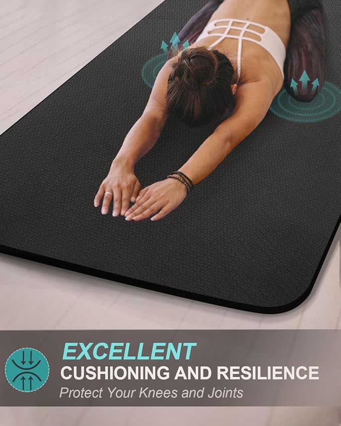 Extra Long & Wide Thick Yoga Mat for Tall Men & Women, 84'' x 32'' x 7mm Oversized Yoga Mat Double-Sided Non Slip, Pro TPE Yoga Mats with Strap - Bloomnest