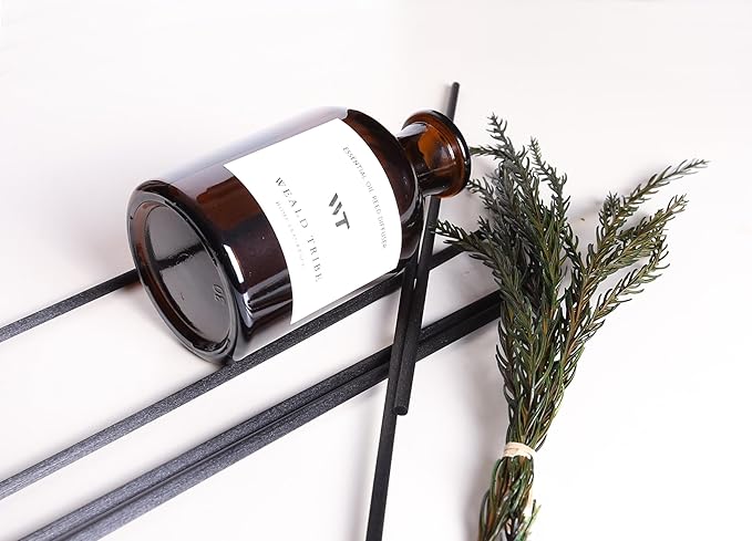 WEALD TRIBE Reed Diffuser Set for Bathroom Air Fresheners, Oil Diffuser Sticks with Flower | Balsam Fir Scent 4.0 fl oz Home Fragrance with Sticks Defusers | House Bedroom Office Shelf Decor - Bloomnest
