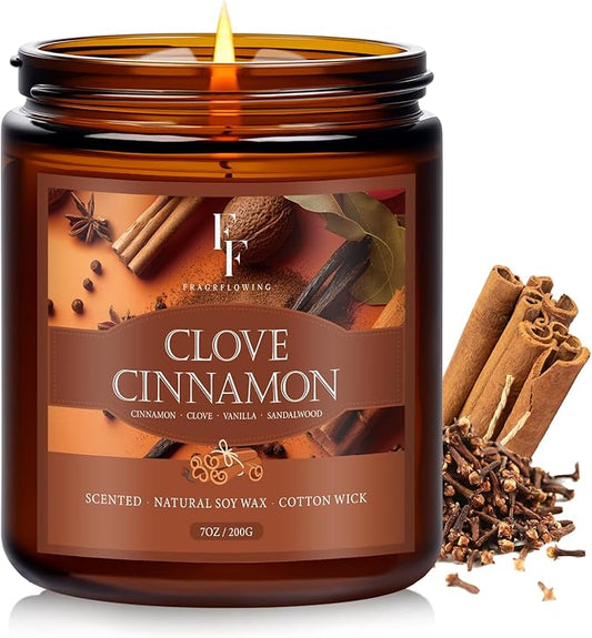 Fall Candle, Clove Cinnamon Scented Candles for Home, Natural Soy Autumn Candle Aromatherapy Candle, 7 oz Jar Candles Fall Gifts for Women Men - Bloomnest