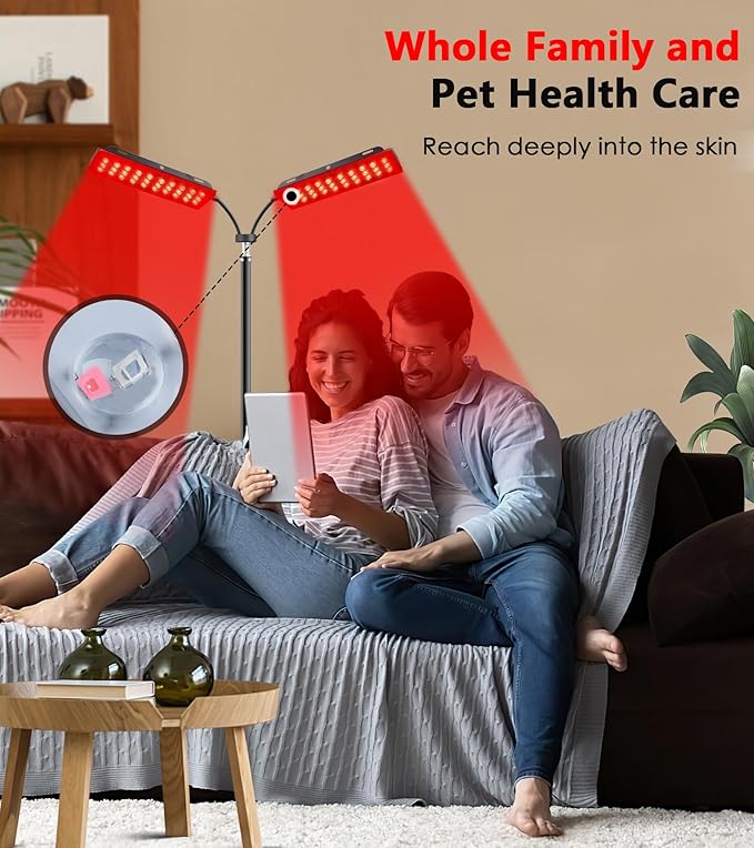 Red Light Therapy for Face Body, Astarexin Dual-Headed Infrared Light Therapy Lamp with Stand - 660nm Redlight and 850nm Near Infrared Light Therapy Device for Fully Body Pain Relief Astarexin