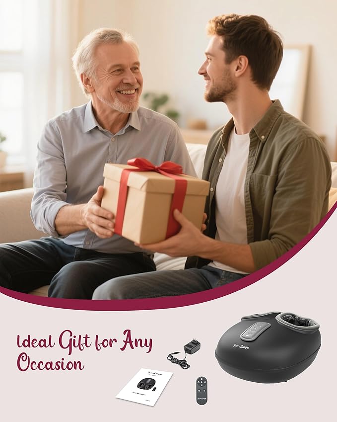 Foot Massager with Heat, Compression, Shiatsu Foot Massager Machine with Remote, Auto-Off Timers, Foot Warmer for Home Office, Up to Size 14,Black - Bloomnest