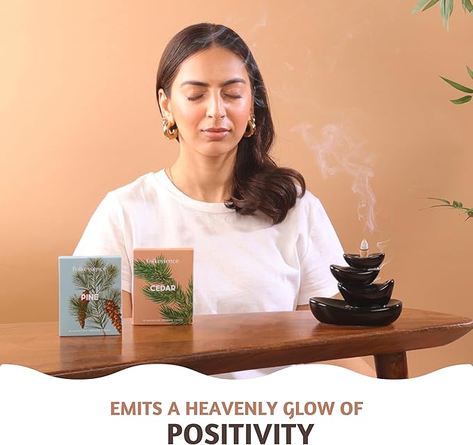Folkulture Backflow Incense Cones for Waterfall | 30 Pc Waterfall Incense Cones Scented | 2 Fragrance Insenses | Mixed Natural Fragrances | Pine and Cedar Inscents FOLKULTURE