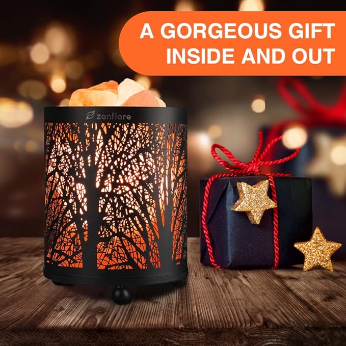 Zanflare Salt Lamp, Pink Salt Lamp, Salt Rock Lamp, Night Light in Fawn Design Metal Basket with Dimmer Switch, for Mother's Day, House Warming, Holiday Gift for Mom