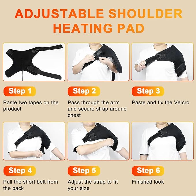 UTK Shoulder Heating Pads for Rotator Cuff Pain, Far Infrared Heating Pad for Shoulder, Shoulder Wrap with Natural Jade & Auto Shut Off & Smart Controller, Larger Size Shoulder Straps Gifts for Men - Bloomnest