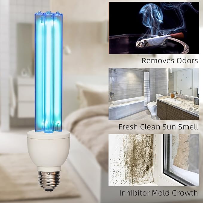 BAIMNOCM UV Light Bulb Ozone Free, UVC Lamp 25 Watt, UV Disinfection Light, 254nm Weavelength UVC lamp Ultraviolet Light Bulb, E26 Base 4 Pack - Bloomnest