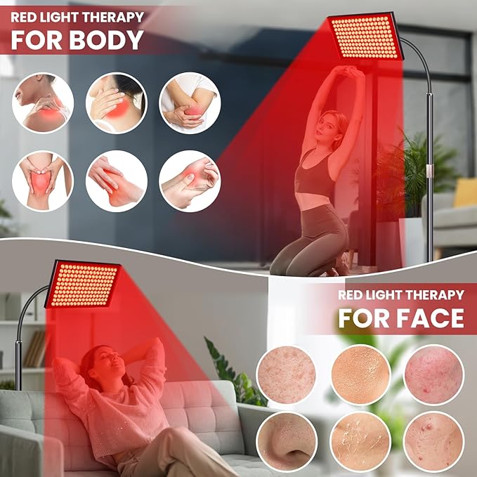 SAVlLER® Red Light Therapy for Face and Body, Red Infrared Light Therapy Lamp Panel with Stand, LED660nm Deed Red Light and 850nm Near Infrared Redlight Device at Home for Shoulder Back Joint SAVILER