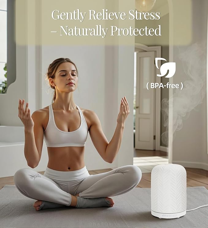 Essential Oil Diffuser – 2.4MHz Ultrasonic Aromatherapy Diffuser, Health Night Light, Timer & Auto Shut-Off, BPA-Free, 120ml Ceramic Oil Diffuser for Bedroom, Office, Spa, Yoga - Bloomnest