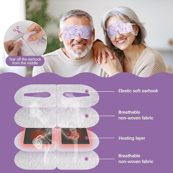 ProCIV 16 Packs Steam Eye Masks for Dry Eyes Self Heated Eye Mask Disposable Sleep Mask Soothing Headache Relief Dry,Hot Warm Compress for Stress Relief Relief Eye Fatigue, Spa Gifts - Bloomnest